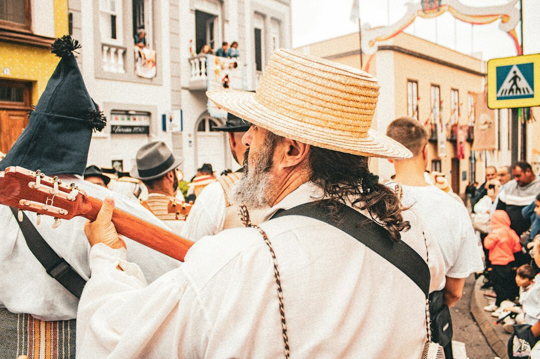 vintage uruguayan musician with guitar