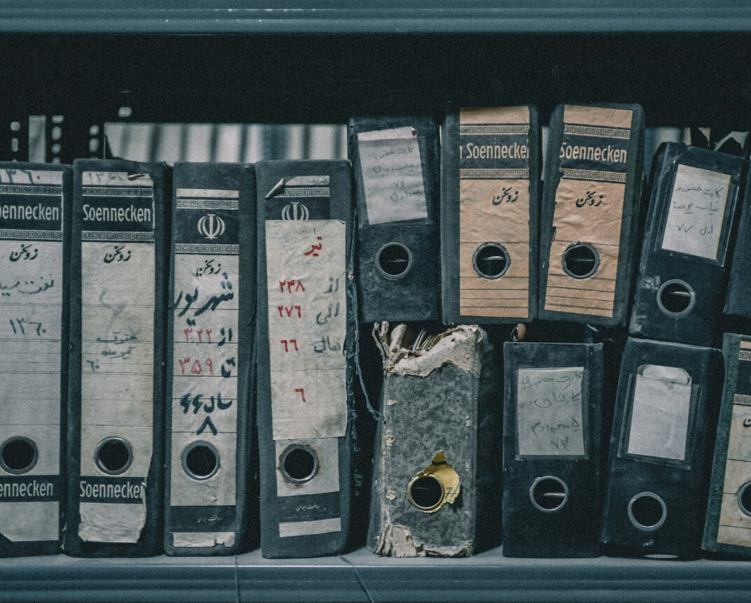 researcher examining old files